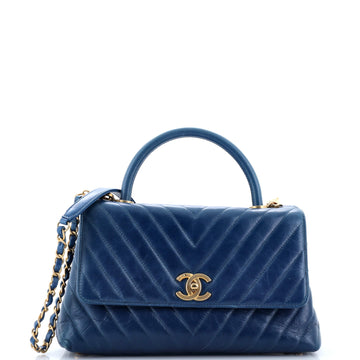 Chanel Coco Top Handle Bag Chevron Calfskin Small