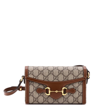 Gucci Horsebit 1955 Flap Crossbody Bag GG Coated Canvas Mini