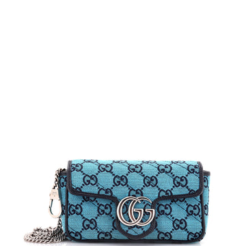 Gucci GG Marmont Flap Bag Diagonal Quilted GG Canvas Super Mini