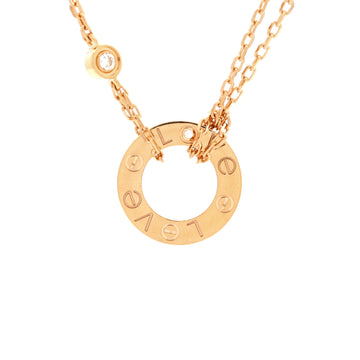 Cartier 2 Diamonds Love Pendant Necklace 18K Rose Gold and Diamonds