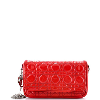 Christian Dior Lady Dior Evening Chain Clutch Cannage Quilt Patent
