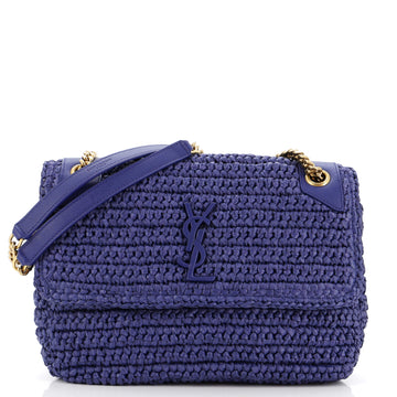 Saint Laurent Niki Chain Flap Bag Raffia Medium