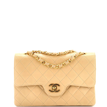 Chanel Vintage Chain Curved Double Flap Bag Quilted Lambskin Medium