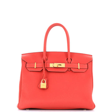 Hermes Birkin Handbag Red Togo with Gold Hardware 30