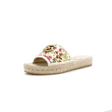 Gucci Women's GG Marmont Espadrilles Slide Sandals Quilted Printed Canvas