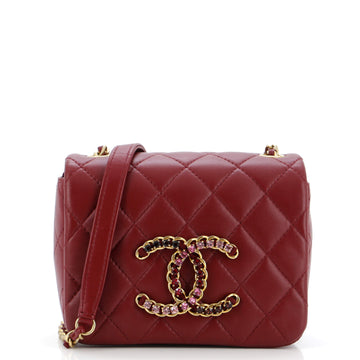 Chanel Crystal CC Full Flap Bag Quilted Lambskin Mini