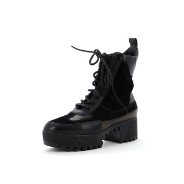 Louis Vuitton Women's Laureate Platform Desert Boots Suede with Monogram Canvas