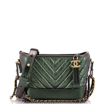 Chanel Gabrielle Hobo Chevron Metallic Aged Calfskin Small