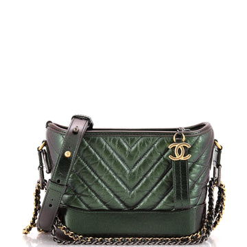 Chanel Gabrielle Hobo Chevron Metallic Aged Calfskin Small