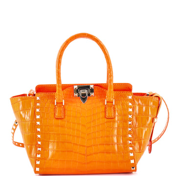 Valentino Garavani Rockstud Tote Rigid Crocodile Small