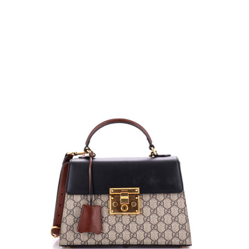 Gucci Padlock Top Handle Bag GG Coated Canvas and Leather Small