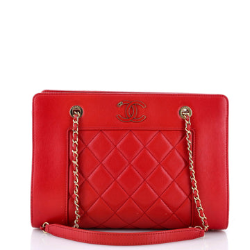 Chanel Mademoiselle Vintage Shopping Tote Quilted Sheepskin Small