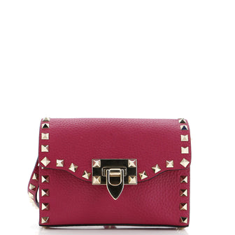 Valentino Garavani Rockstud Flip Lock Flap Bag Leather Micro