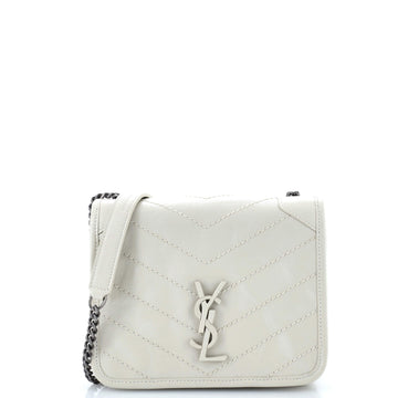 Saint Laurent Niki Chain Wallet Matelasse Chevron Leather