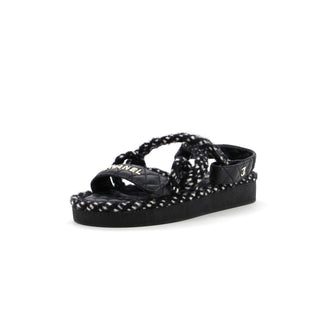 Chanel Women's Cord Velcro Dad Sandals Quilted Leather