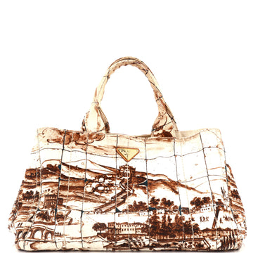 Prada Canapa Tote Printed Canvas Large