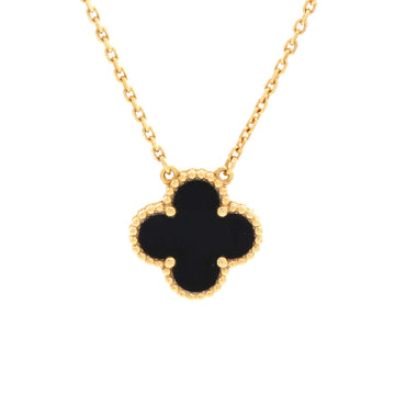 Van Cleef & Arpels Vintage Alhambra Pendant Necklace 18K Yellow Gold and Onyx