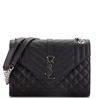 Saint Laurent Classic Monogram Envelope Satchel Mixed Matelasse Leather Medium