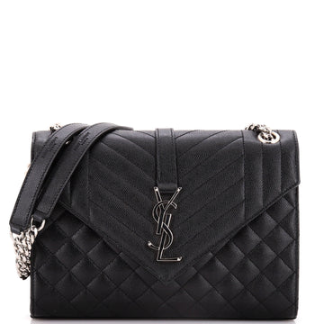Saint Laurent Classic Monogram Envelope Satchel Mixed Matelasse Leather Medium