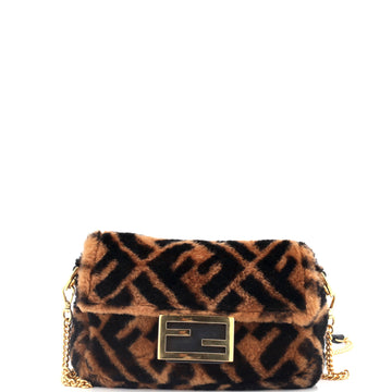 Fendi Baguette NM Bag Zucca Shearling Mini