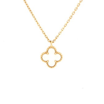 Van Cleef & Arpels Sweet Alhambra Pendant Necklace 18K Yellow Gold and Mother of Pearl