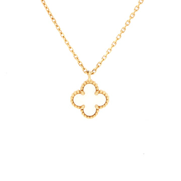Van Cleef & Arpels Sweet Alhambra Pendant Necklace 18K Yellow Gold and Mother of Pearl