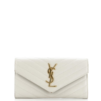 Saint Laurent Classic Monogram Flap Wallet Matelasse Chevron Leather Large