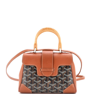 Goyard Saigon Top Handle Bag Coated Canvas with Leather Mini