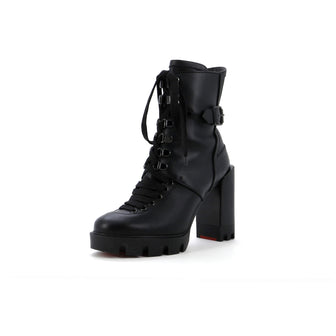 Christian Louboutin Women's Macademia Biker Platform Boots Leather 100