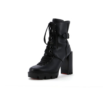 Christian Louboutin Women's Macademia Biker Platform Boots Leather 100