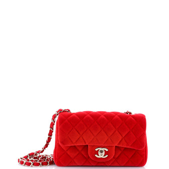 Chanel Classic Single Flap Bag Quilted Velvet Mini
