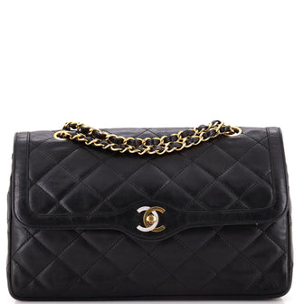 Chanel Vintage Two Tone CC Flap Bag Quilted Lambskin Medium