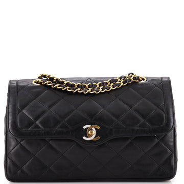 Chanel Vintage Two Tone CC Flap Bag Quilted Lambskin Medium