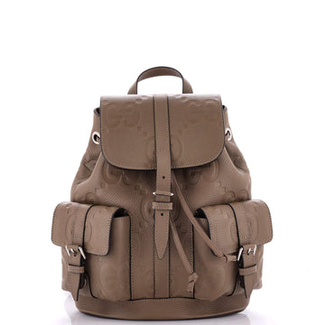 Gucci Double Pocket Belt Backpack Jumbo GG Embossed Leather Small