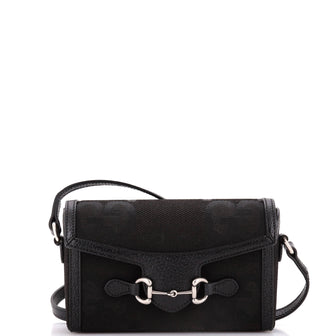 Gucci Horsebit 1955 Flap Crossbody Bag Jumbo GG Canvas Mini
