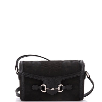 Gucci Horsebit 1955 Flap Crossbody Bag Jumbo GG Canvas Mini