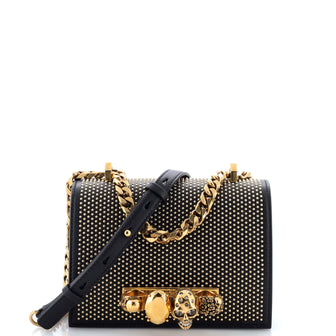 Alexander McQueen Jewelled Flap Satchel Studded Leather Small