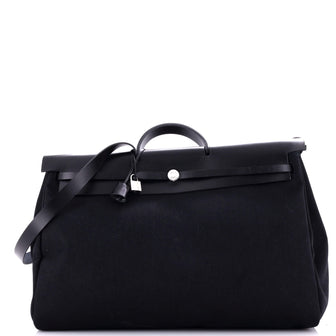 Hermes Herbag Zip Leather and Toile 50