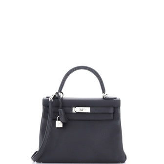 Hermes Kelly Handbag Black Togo with Palladium Hardware 28