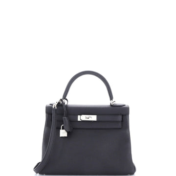 Hermes Kelly Handbag Black Togo with Palladium Hardware 28