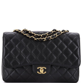 Chanel Classic Single Flap Bag Quilted Caviar Jumbo