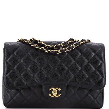 Chanel Classic Single Flap Bag Quilted Caviar Jumbo