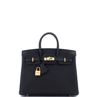 Hermes Birkin Handbag Black Togo with Rose Gold Hardware 25