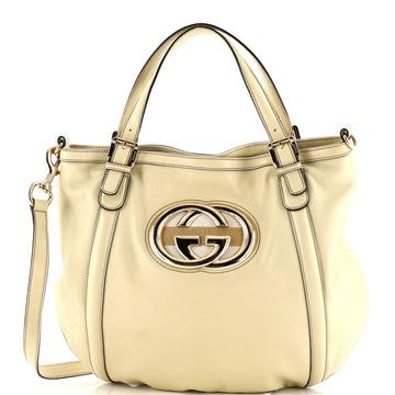 Gucci Britt Web Convertible Satchel Leather Large