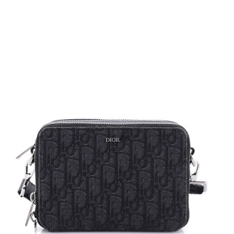 Christian Dior Double Zip Crossbody Pouch Oblique Canvas