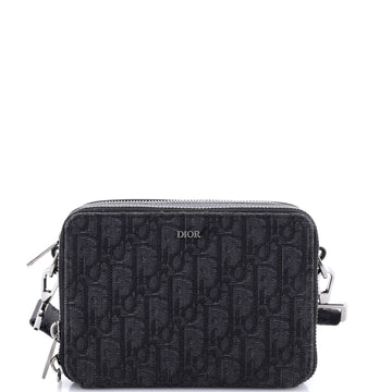 Christian Dior Double Zip Crossbody Pouch Oblique Canvas