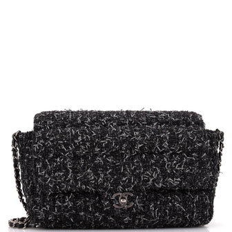 Chanel Classic Single Flap Bag Quilted Tweed Medium