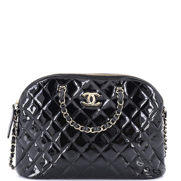 Chanel CC Dome Zip Shopping Bag Quilted Patent Small