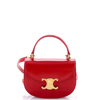 Celine Triomphe Besace Clea Top Handle Flap Bag Leather Mini