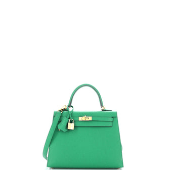 Hermes Kelly Handbag Green Epsom with Gold Hardware 25